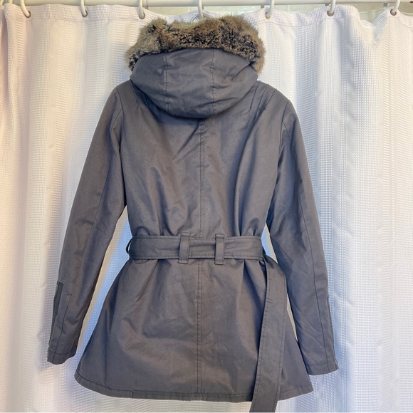 Amazing 7 For all Mankind 2 in 1 Black Hoodie Fur Removable Lining Parka S Great - Picture 3 of 13